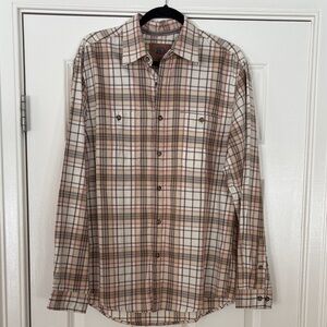 Boston Traders Beige and Red Plaid Button-Down Shirt